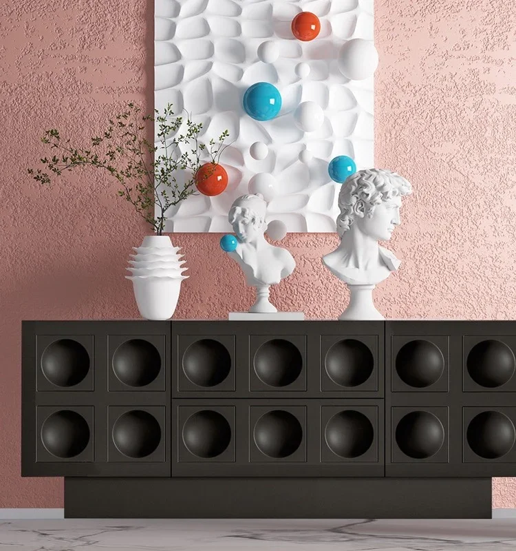 خزانة جانبية لتناول الطعام باللون الأسود بتصميم كلاسيكي فرنسي إيطالي حديث وخفيف فاخر وحدة خزانة باب راقية وتصميم خزانة جانبية مخصصة