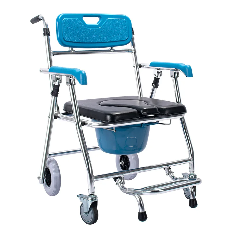 

Wheeled aluminum alloy elderly toilet chair wholesale bath chair the elderly toilet mobile toilet stool toilet