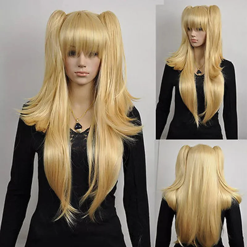 

Long Straight Blonde Yellow Two Ponytail Loli Lolita Full Hair Cosplay Anime Wig