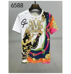 Men's and Women's Summer T-shirts 3D Printed Baroque Royal Luxury Small Floral Round Neck Short Sleeve Loose Oversized Nice Top