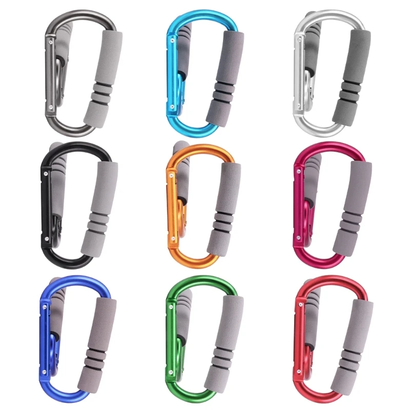 Shopping Bag Hook D Shaped Aluminum Alloys Carabiner with Sponges Strollers Clip Dropshipping