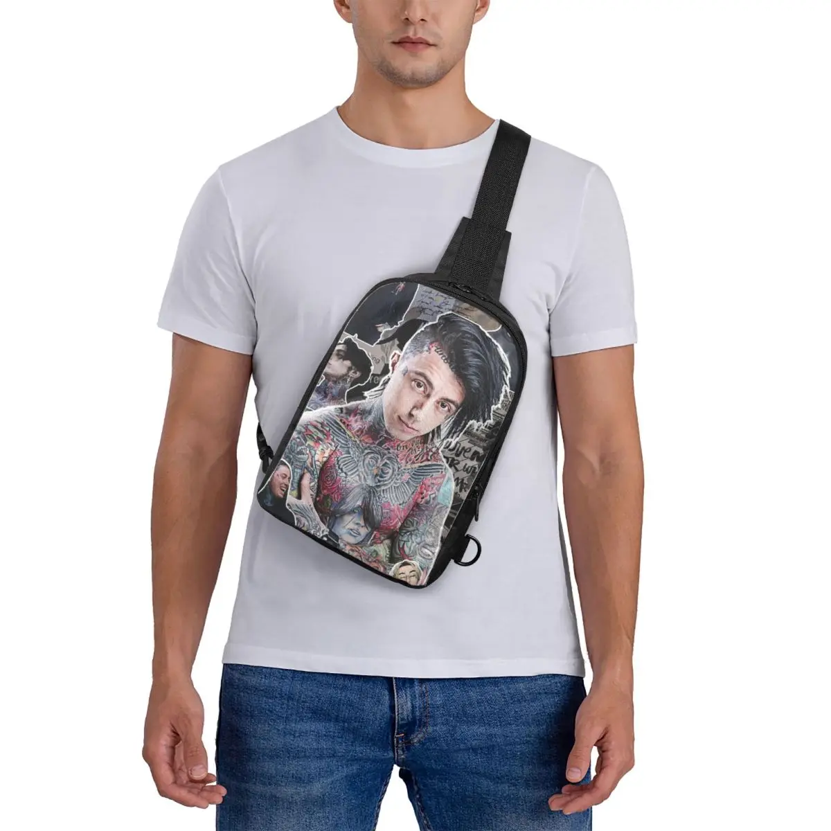 

Ronnie Radke Photo Collage High Quality Chest Bag Crossbody Backpack Sling Shoulder Bag For Men Travel Hiking Daypack