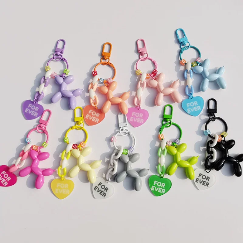 Cute Balloon Dog Keychain Pendant Broken Ring Love Accessory Bag Ornaments Girls Small Gift