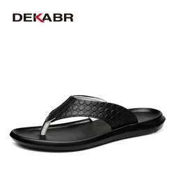 DEKABR Summer Men's Slippers Fashion New Leather Flip Flops Outdoor Casual Lightweight Men Beach Sandal Shoes Sandalias Hombre