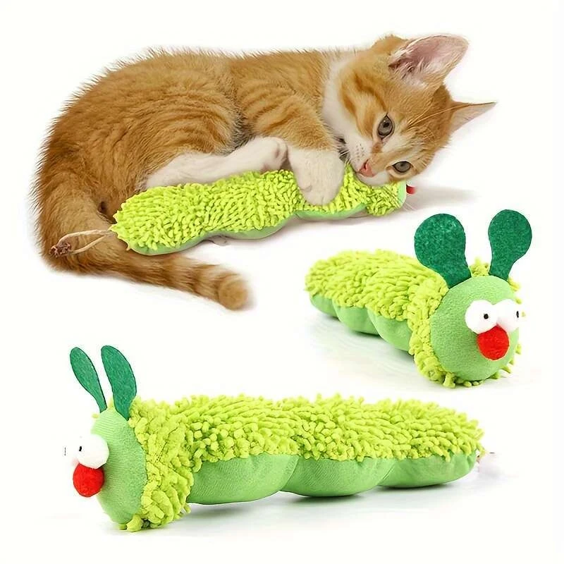 Brinquedos para Gatos: Brinquedo Molar de Caterpillar com Catnip, Brinquedo Interativo de Silvervine para Gatos, Brinquedo para Limpeza Bucal de Gatinhos, Acessórios para Animais de Estimação