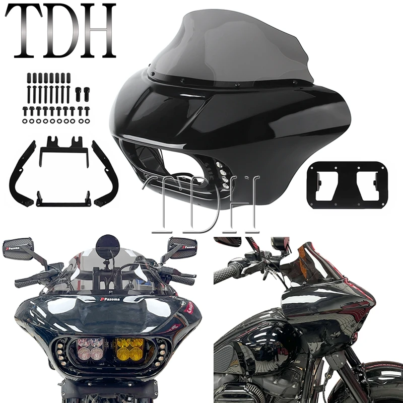 

For Harley Softail M8 Fat Bob Motorcycle Front Headlight Fairing Outer Cowl For Baja LP4 LED Light Headlamp Cover FXFB FXFBS 18-