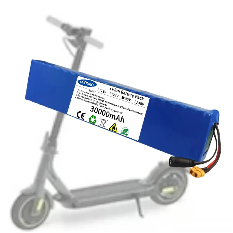 New 10S4P 36V 30Ah Lithium-ion Battery Pack 42V, 600W, 30A, Suitable for Bicycles, Cars, and Electric Scooters,with Built-in BMS