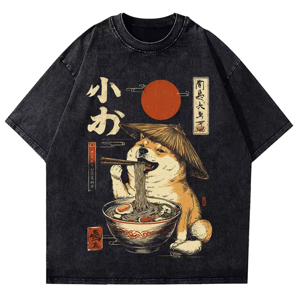 Kawaii Shiba Inu Eating Ramen - Dog Lover Gift T-Shirt Print Design Gifts T Shirts Graphic T Shirts Vintage Mens Clothing