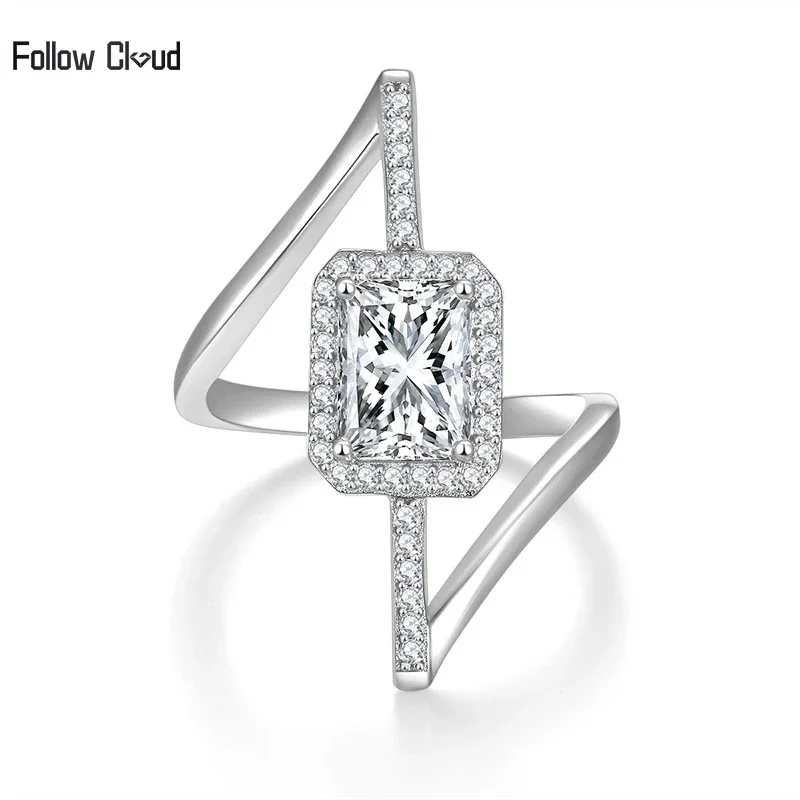 

Follow Cloud Total 2.23ct 6*8mm Moissanite Diamond Engagement Wedding Ring 925 Sterling Silver Rings for Women Fine Jewelry Gift