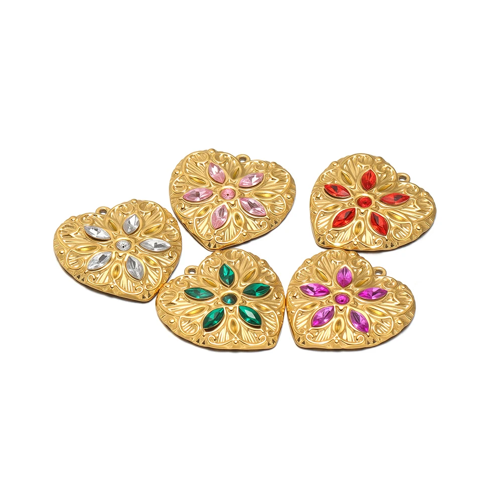 

3 шт., подвески в форме сердца из нержавеющей стали со стразами, ретро-подвески для женщин, изготовление ювелирных изделий своими руками, браслеты, ожерелья, поставки, оптовая продажа