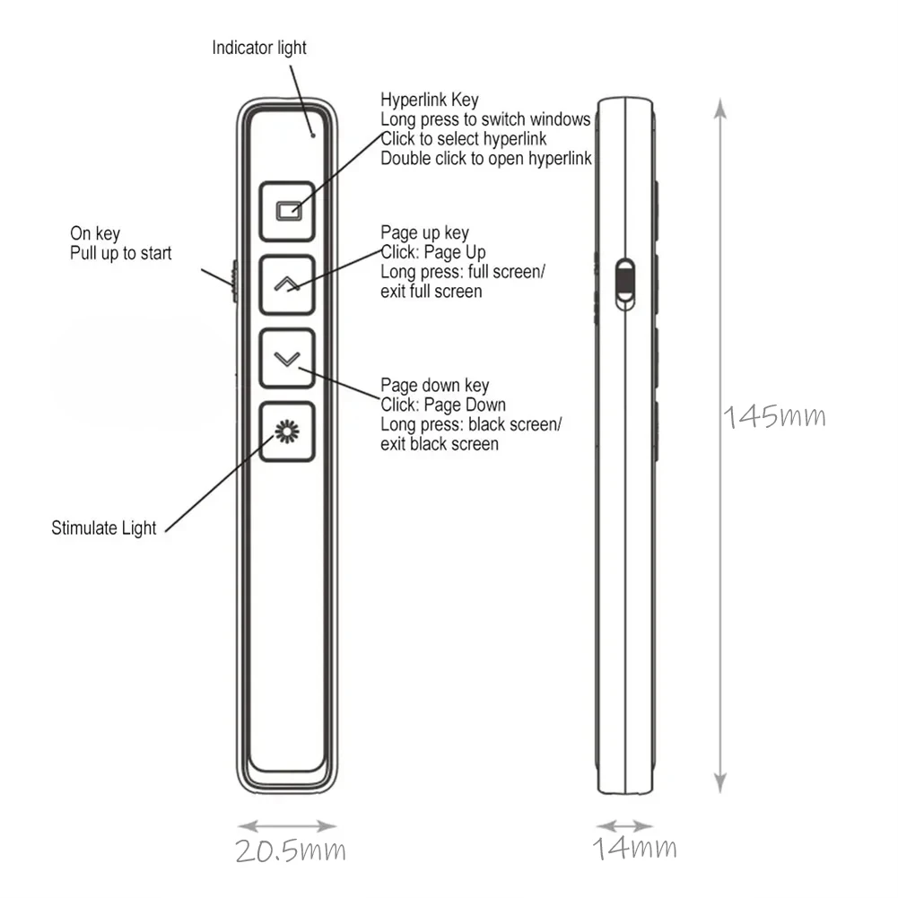 2.4GHZ Wireless Presentation PPT Flip Pen Clicker Powerpoint Remote Control For Presenter Teacher Projector