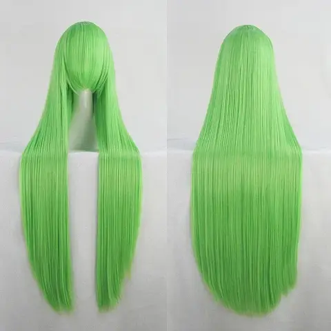 Anime Code Geass C.C CC Empress 100cm 39" Green Long Straight Cosplay Wig Synthetic Wigs