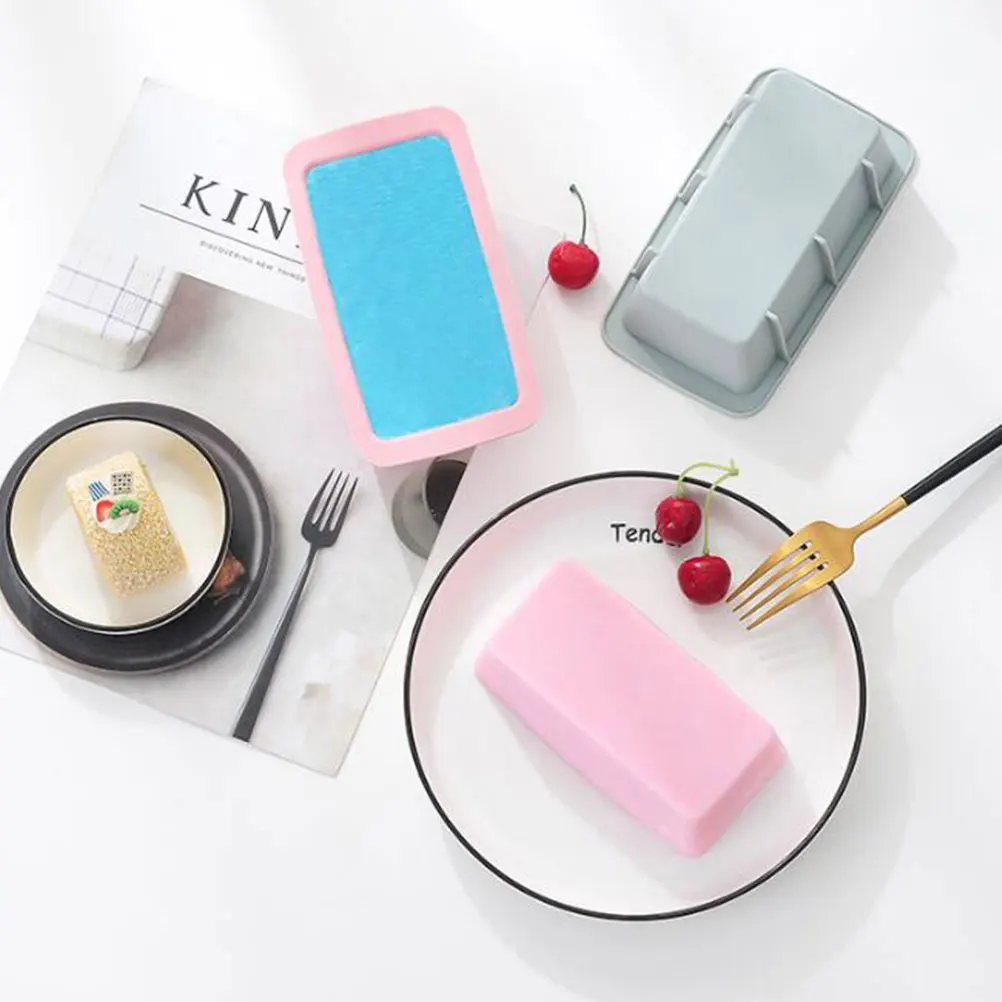 

2pcs Silicone Mold Rectangular Toast Mold Rectangular Bread Mould Cake Chocolate Jelly Pan Easy Clean Reusable Pink