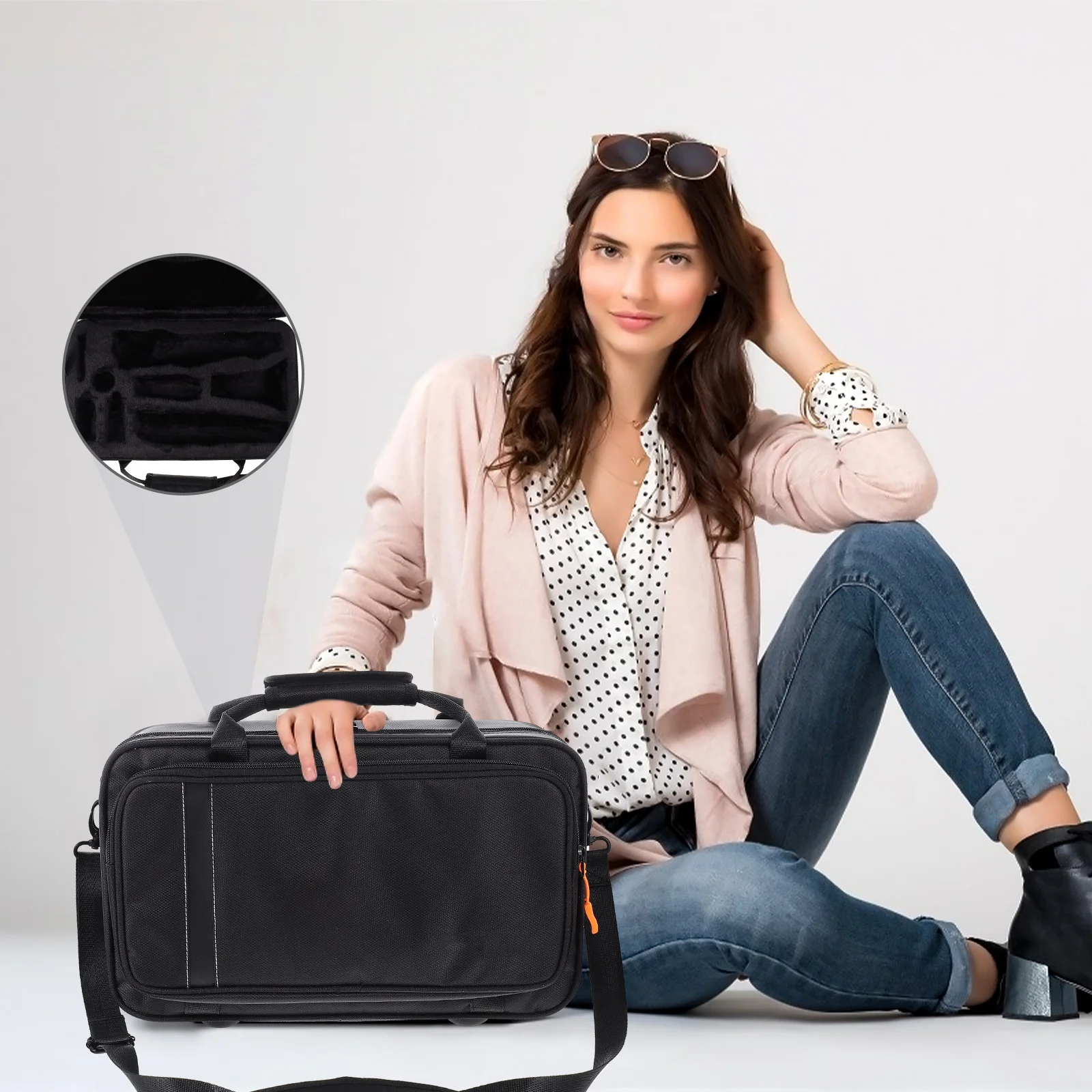 1 قطعة حافظة كلارينيت صلبة سوداء مبطنة للصدمات صندوق حمل لحاوية تخزين أدوات الكلارينيت قماش أكسفورد متين #5