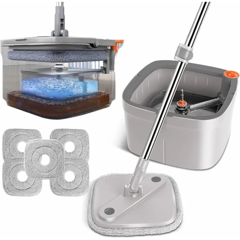 

Набор квадратных швабр и ведер с 6 сменными подушечками для швабры из микрофибры с саморазделительной системой грязной и чистой воды