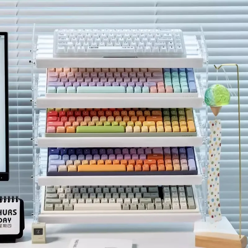 

Стеллаж для хранения клавиатуры Индивидуальная акриловая многослойная стойка для хранения и коллекции Настольная полка Механическая подставка для клавиатуры