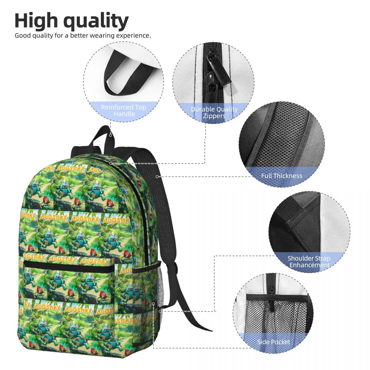 Bugsnax Game Poster Backpack Daypack Large Capacity Boys Girls BookBag School Bag Shoulder Bags for Men Women