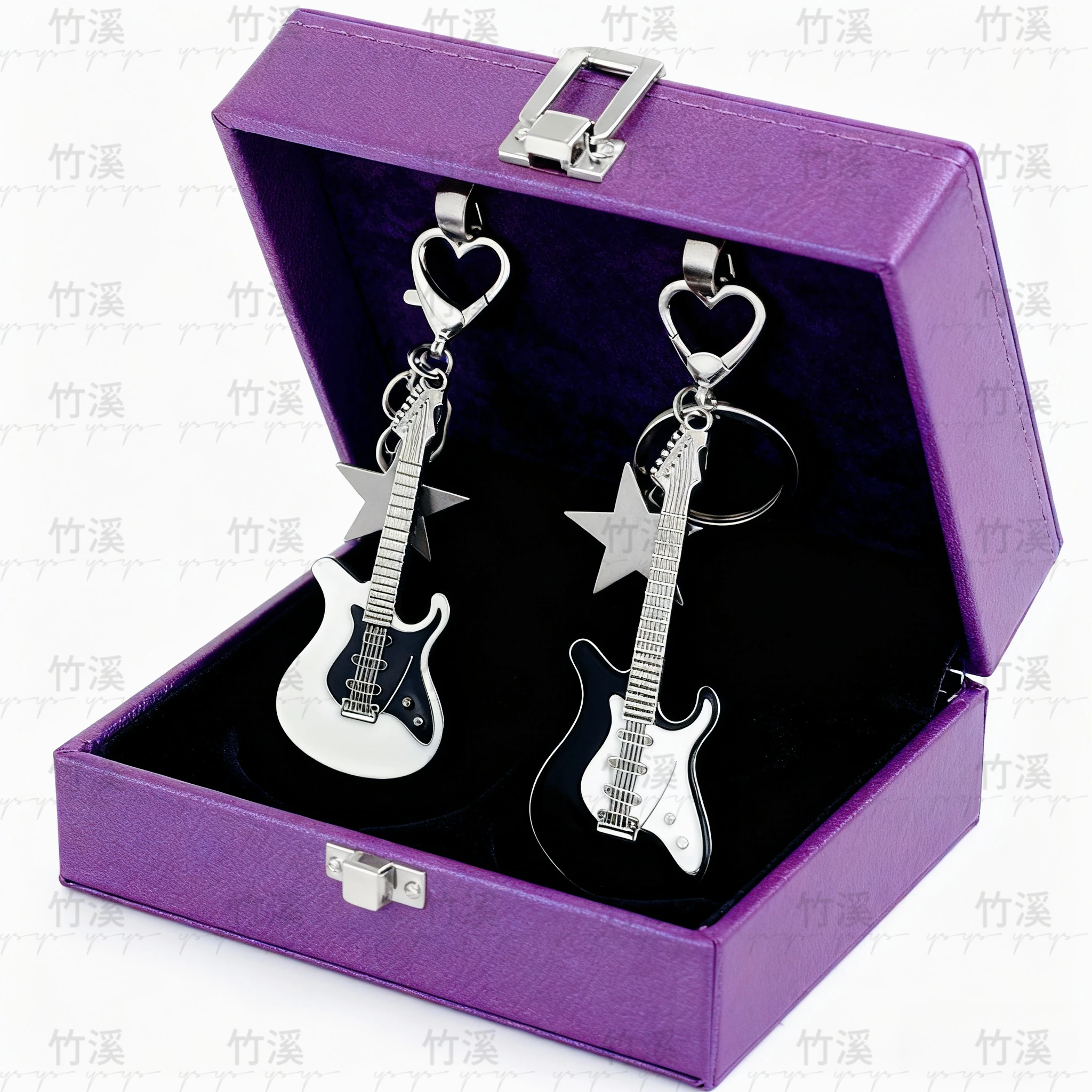 Collar de selección de guitarra, joyería Punk Rock con estrella de corazón, regalo de pareja unisex, accesorio musical vintage