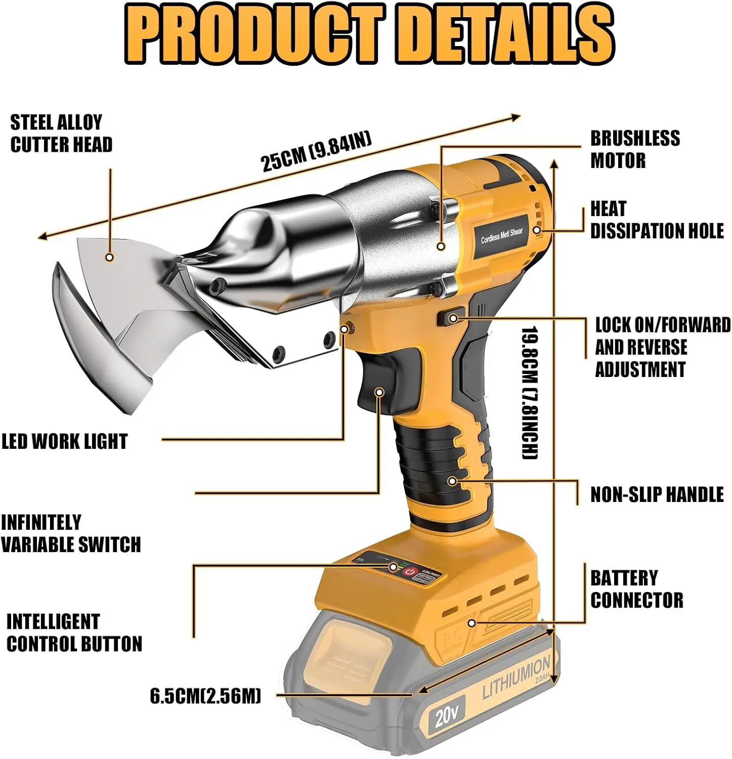 コードレス金属はさみブラシレス電動剪定はさみ庭の迅速なはさみ Dewalt 18V バッテリー (バッテリーなし)