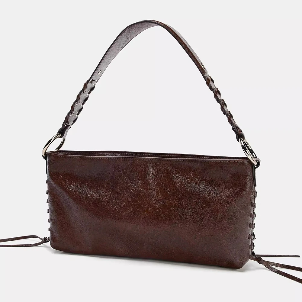 موضة خيوط حقيبة كتف بولي Leather جلد النساء حقائب اليد والمحافظ حقائب فاخرة للنساء لينة حقيبة أنيقة حمل الحقيبة مخلب