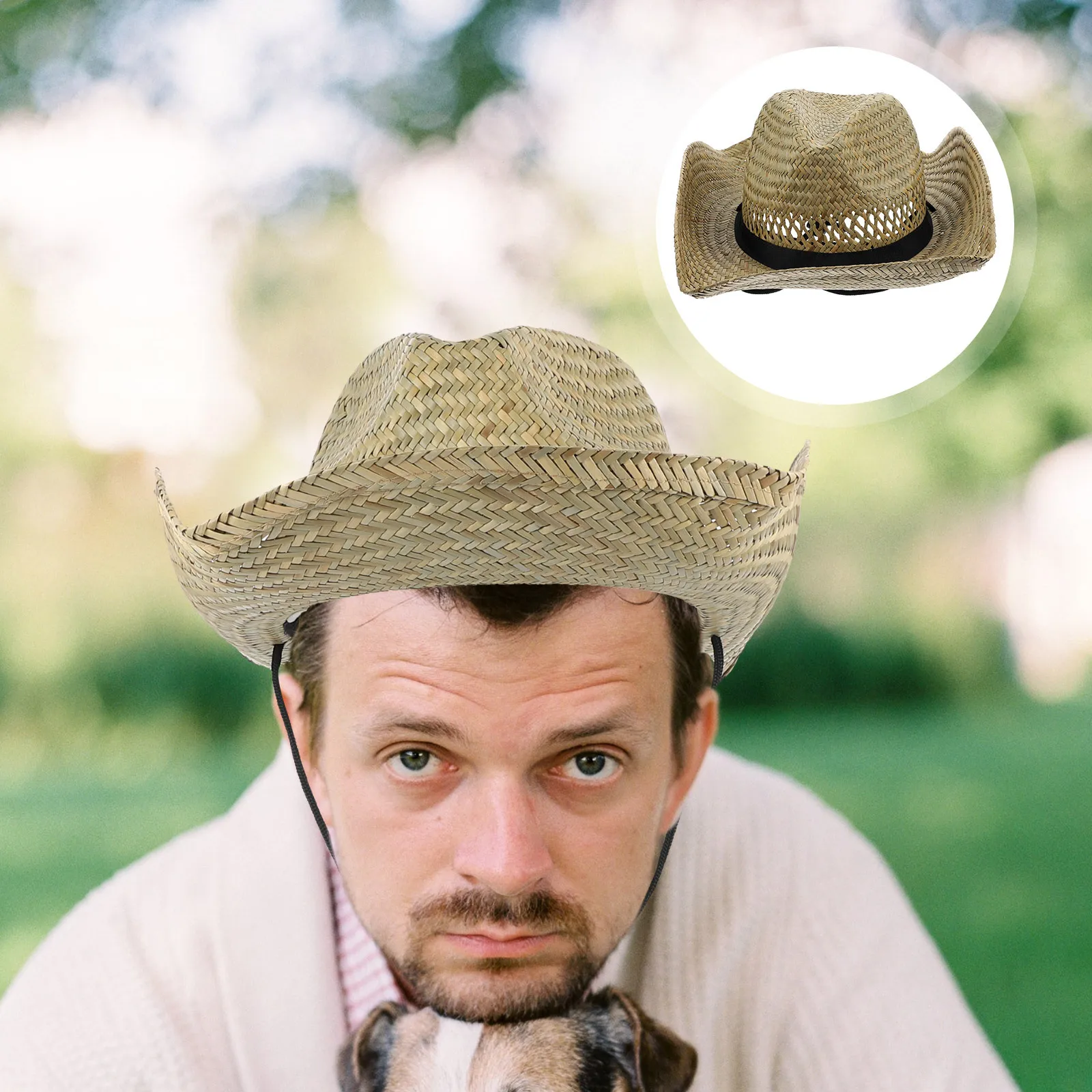 

1pc Summer Beach Sun Protection Wide Brim Outdoor Party Hats Mens Funny Hat Straw Farmer Costume Youth Hat Hats