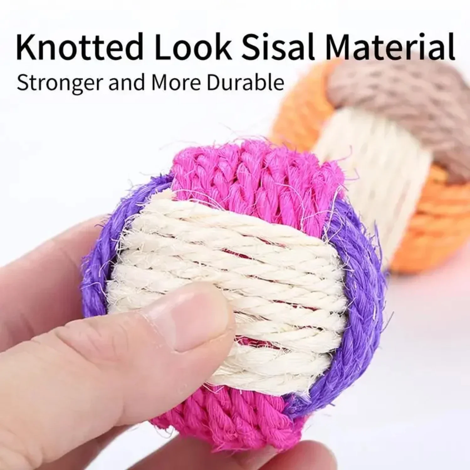 Exciting and vibrant Stimulating Sisal Cat Ball Toy - Engaging Pet Gift for Endless Hours of Play - Colorful and Playful Design