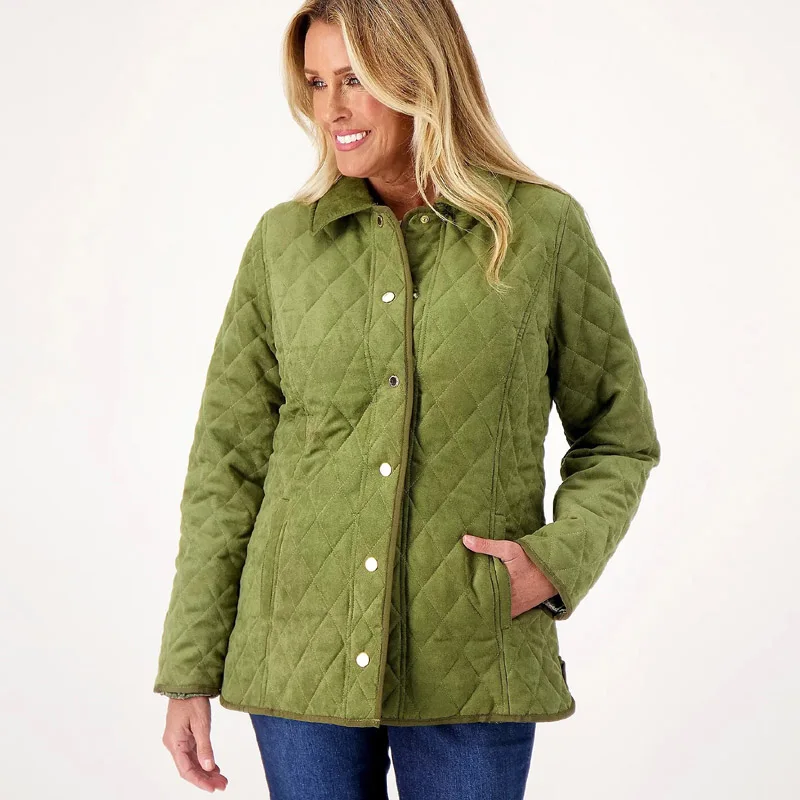   Cappotto in cotone sottile casual Jaet con cuciture a diamante in pelle scamosciata da donna, taglia extra large, colletto lungo da pendolarismo