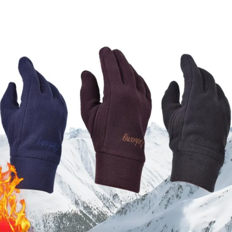 Winter Gloves Windproof Cycling Gloves Outdoor Ski Running Motorcycle Touch Screen Fleece Gloves Non-Slip Warm Full Fingers