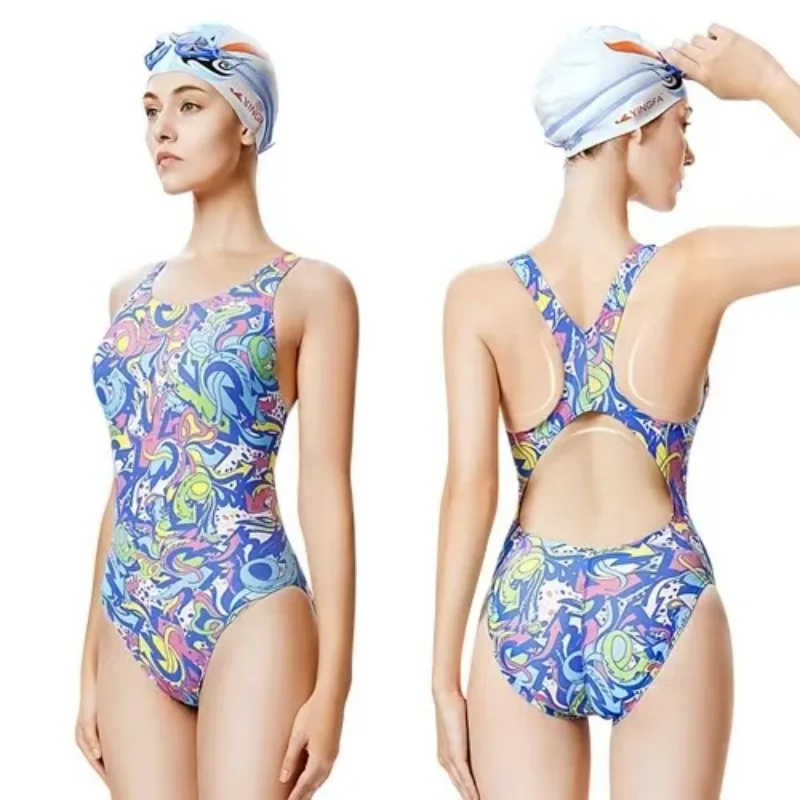 Adult Children's Professional Racing One-piece Triangle Swimsuit, Competition Training No Chest Cushion Sports Swimsuit