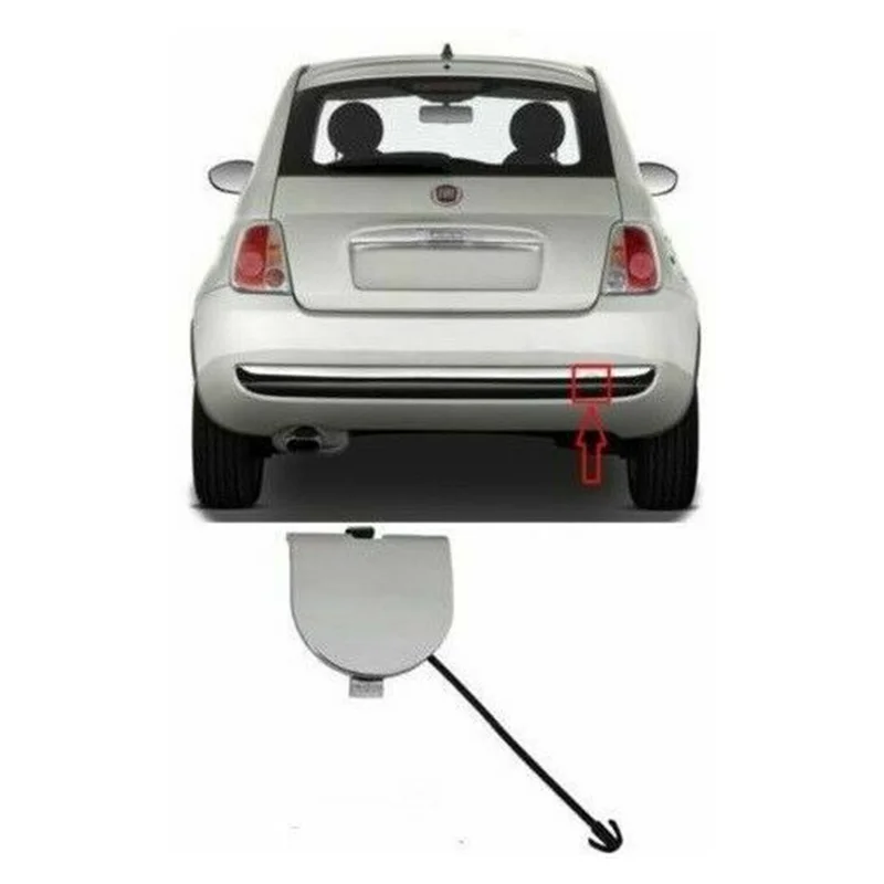 Neue Abschleppöseabdeckung für Fiat 500 2007–2012, hintere Stoßstange, Abschleppöse, voll verchromt, 735455393
