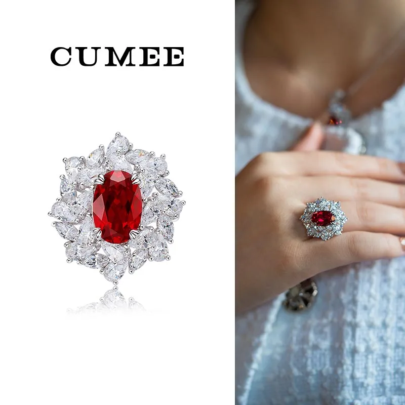 CUMEE Ruby Rings for Women 925 Sterling Silver Ring Engagement Anniversary Ring Gift for Her Mother Girlfriend