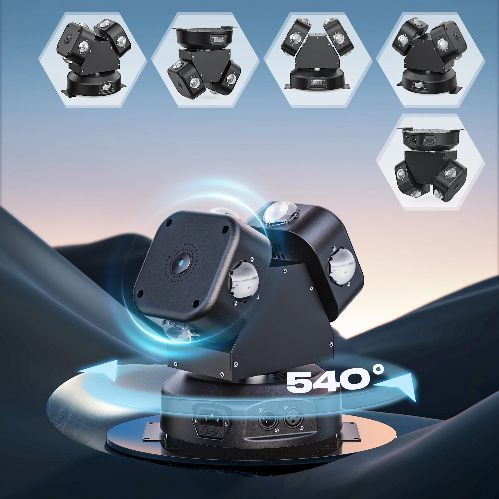 U`King 120w Beam Moving Head DJ Lights RGBW 2 Head Wind Turbine Rotating Stage Light Strobe&Star Effect DMX512 For Party Concert