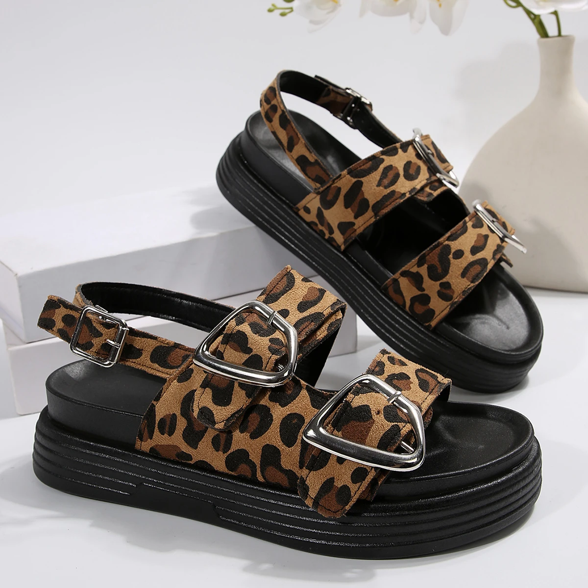 Summer Women Wedge Sandals Ankle Comfortable Buckle Strap Party Dress Shoes Wedding Low Heel Platforms Sandals Zapatos De Mujer