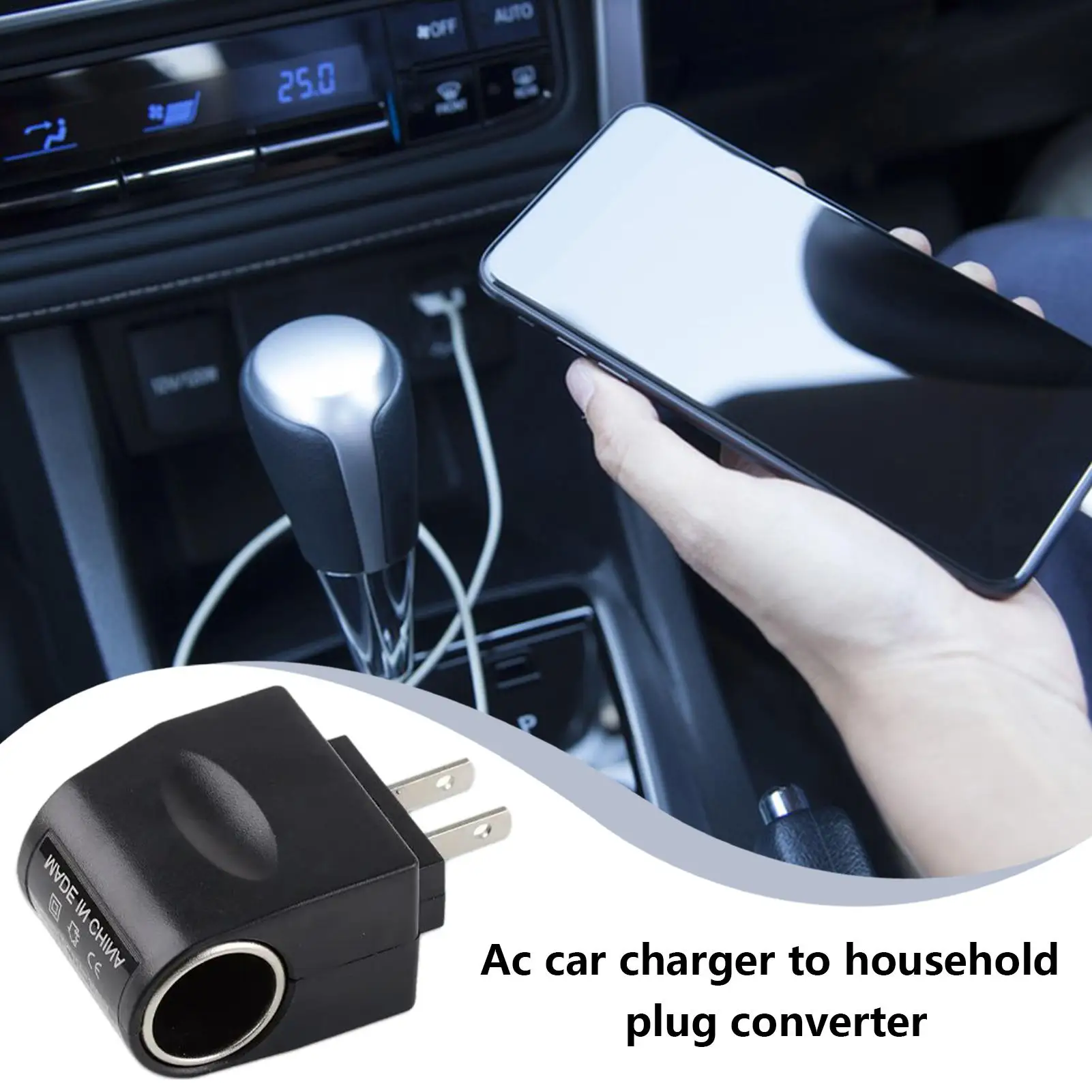 Universal 220V to 12V Car Power Adapter AC to DC Converter with LED Indicator Black for Auto Electronics Charging