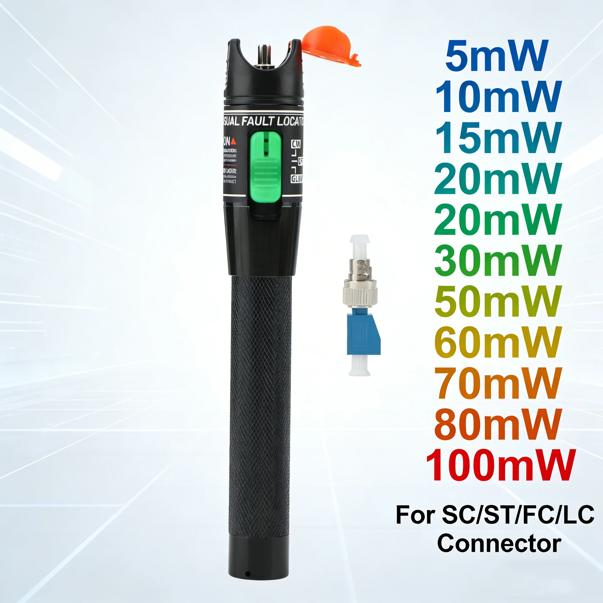 Fiber Optic Tester Tool Visual Fault Locator With Adapter 5mW/10mW/15mW/20mW/30mW/50mW/60mW/70mW/80mW/100mW SC/FC/ST/LC For FTTH
