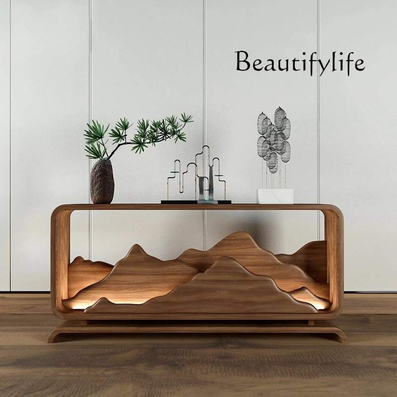 

New Chinese-style all-solid wood end-view table, modern simple entrance cabinet, foyer, Zen style and fashion