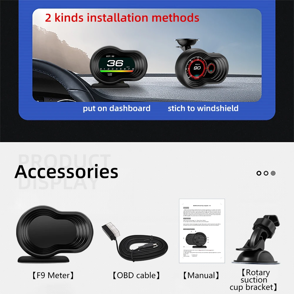 Car HUD OBD2 Auto On-board Computer Speed Monitoring With Acceleration Turbo Alarm Head Up Display Digital Guage Car Accessories