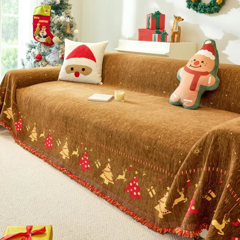 Weihnachtsatmosphäre Sofabezug Stoff Chenille Vier Jahreszeiten All-Inclusive Multifunktionale Decke Universelle Sofabezüge Handtücher – Detail 9