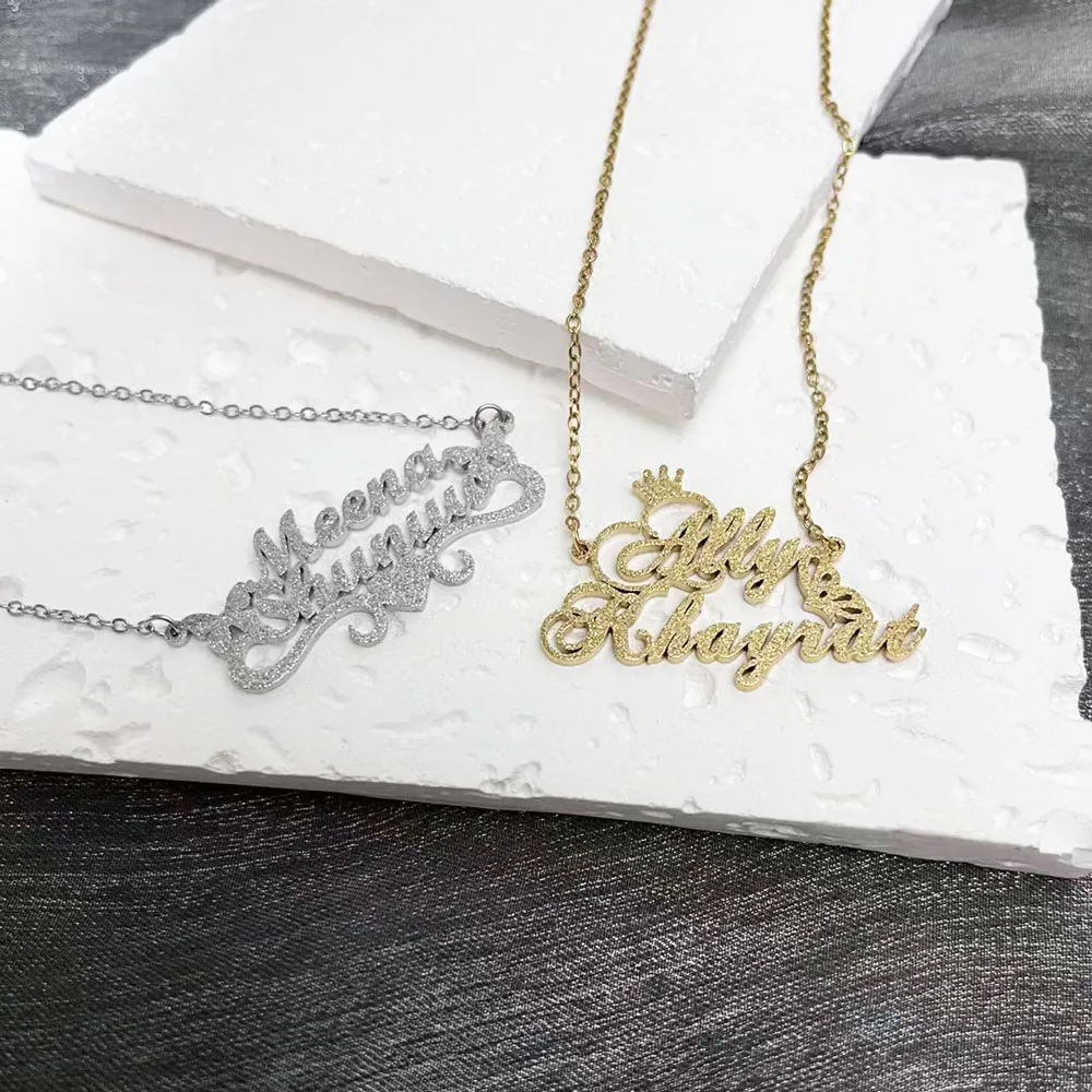 شخصية زوجين اسم قلادة مخصصة اسم مزدوج قلادة من الفولاذ المقاوم للصدأ تألق مجوهرات فاخرة هدية عيد ميلاد 2026 جديد #2