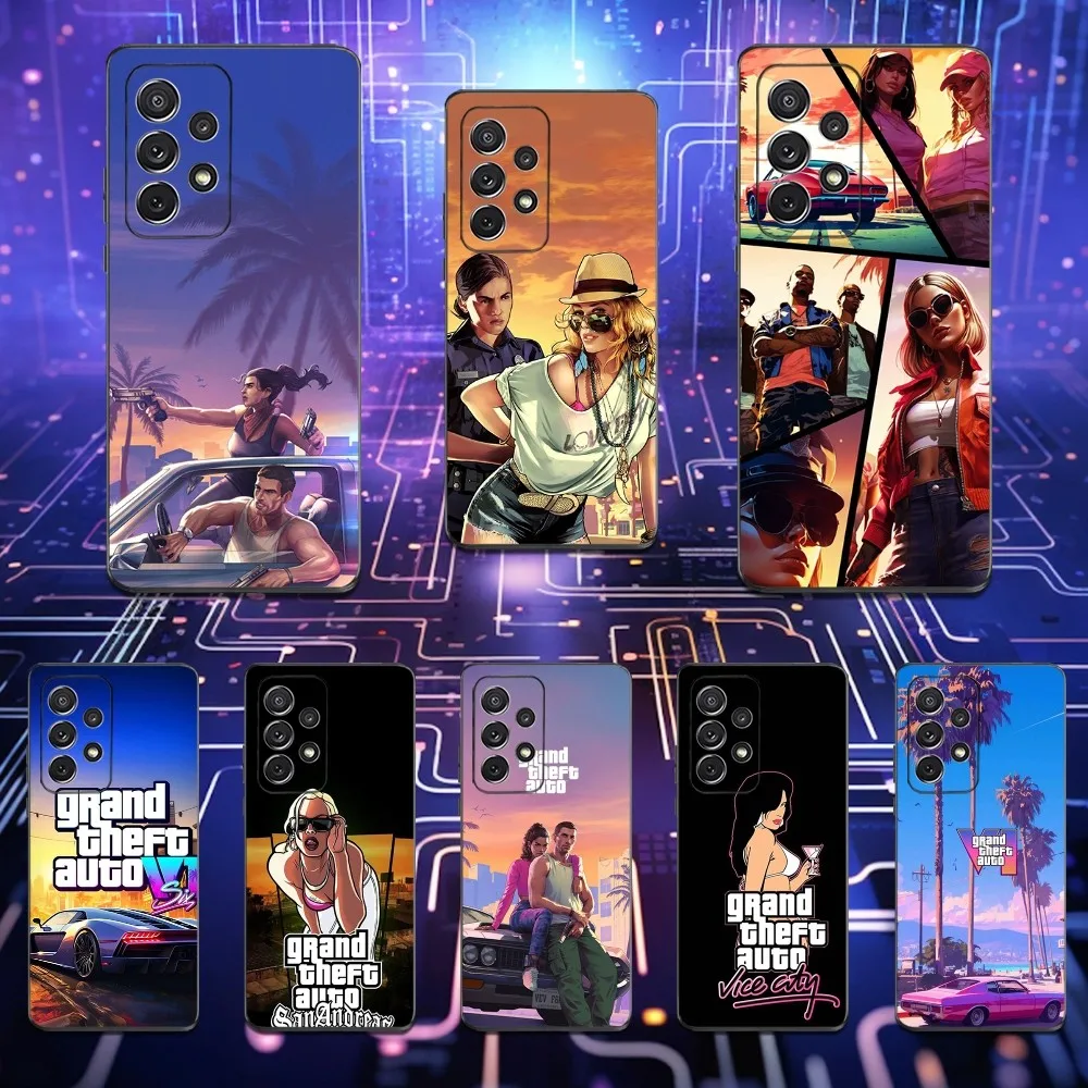 

Game G-GTA 6 V-Vice C-City Phone Case For Samsung S25,S24,S23,S22,S21,S20,S10,Ultra,Plus,Lite,FE,Soft Silicone Black Cover