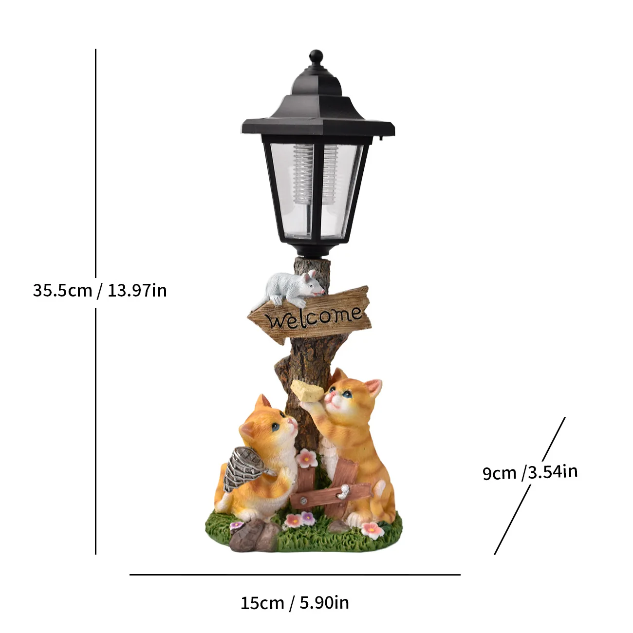 Cat Resin for solar Light for Outdoor Garden Pathway Decoration Waterproof 15 9 35.5 cm Synthetic Resin Night for illuminator