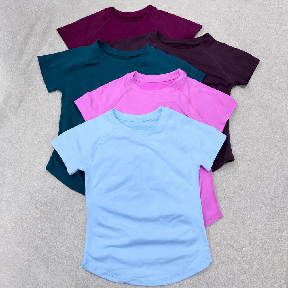Women's Seamless Short Sleeve Yoga Top Crew Neck High Stretch Breathable Sculpting Gym Workout Fitness Shirt for Outdoor Sports