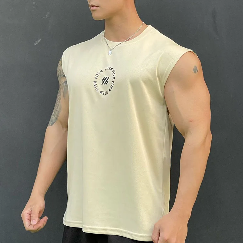 2024 New summertime Men\'s vest casual sports T-shirt Fitness training Tank top Gym t-shirt man quick-dry Men\'s clothing Top