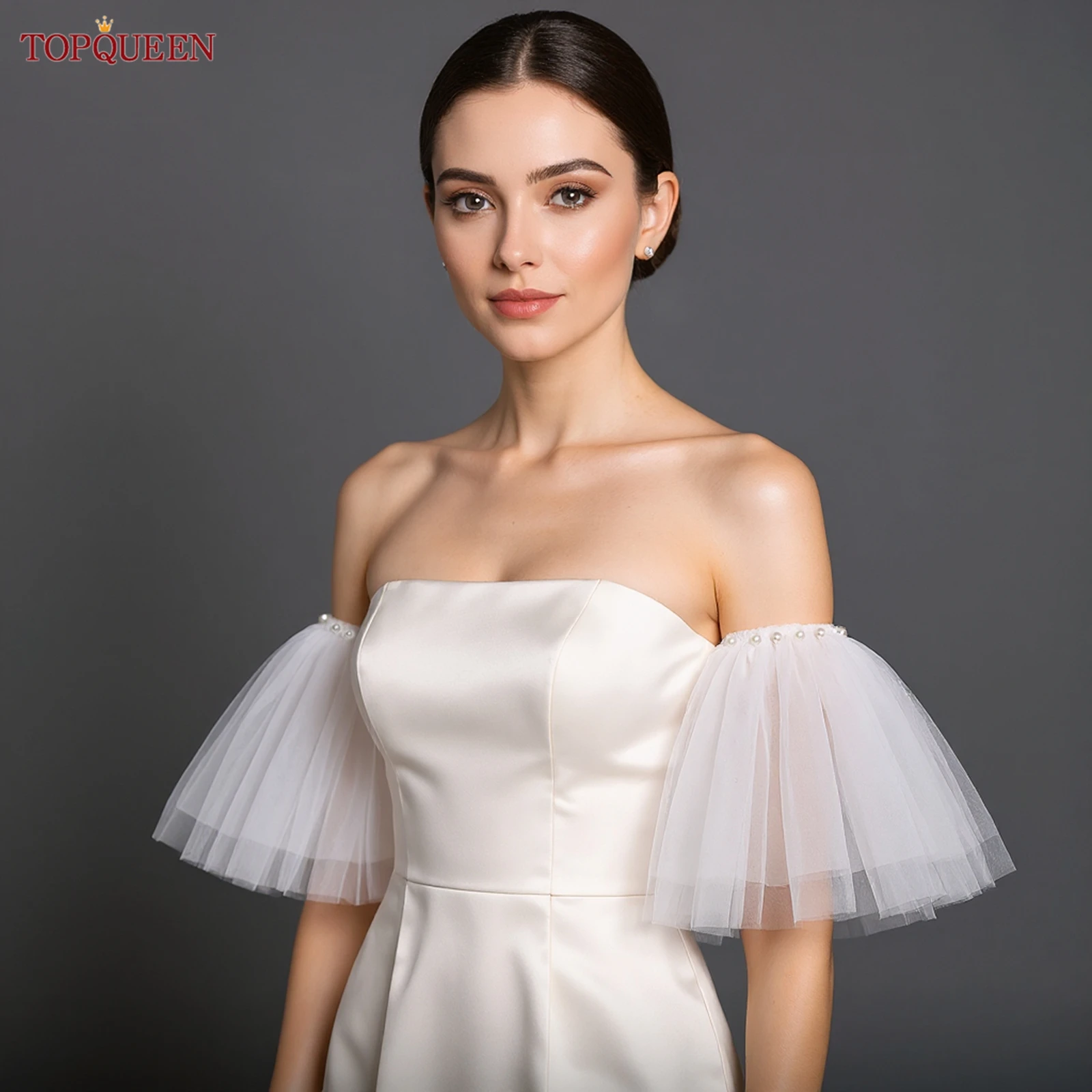 TOPQUEEN Wedding Sleeves Removable Cover Shoulders Summer Woman Bolero Wedding Accessories Bridal Gloves Wedding Bolero DIY VG82