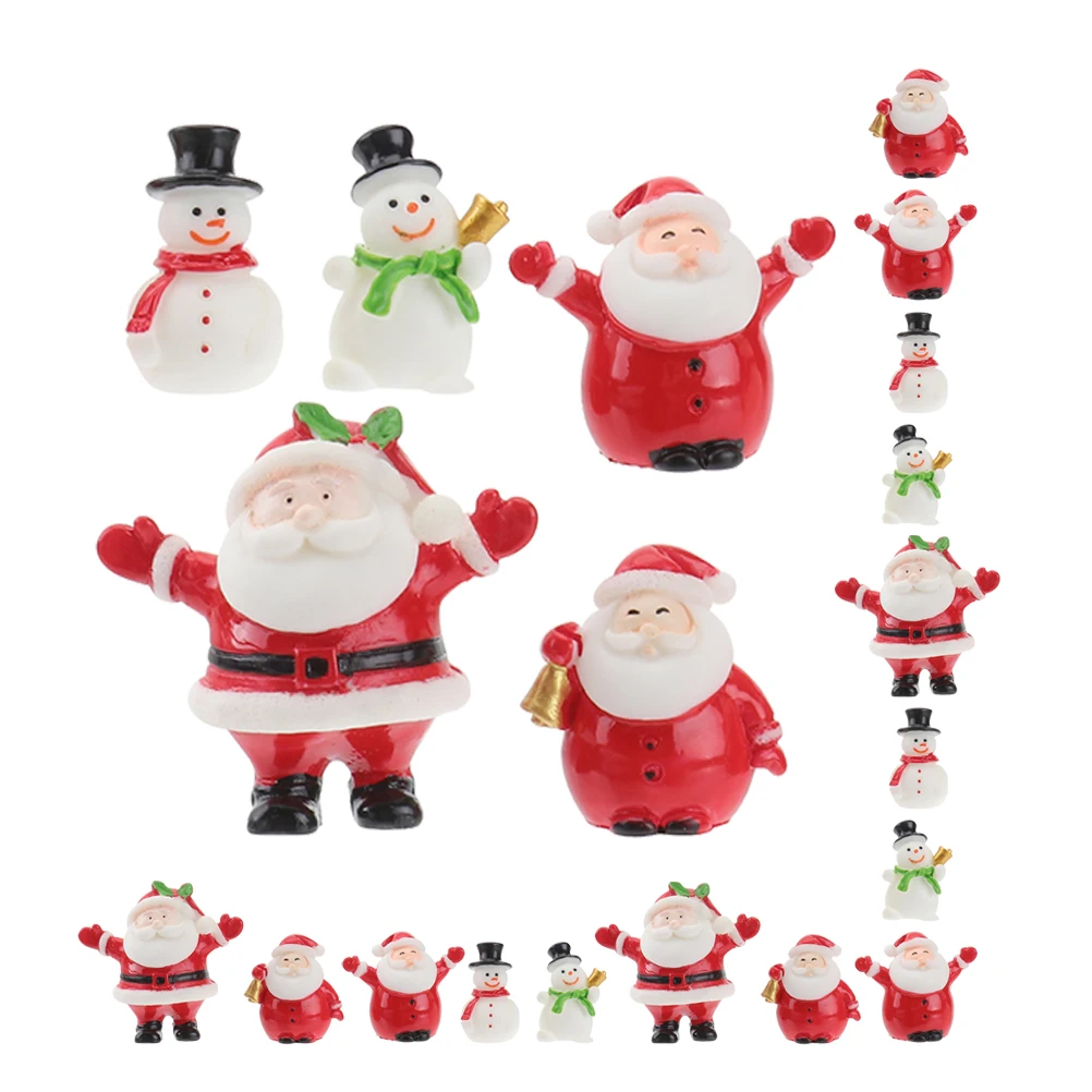 

20Pcs Resin Mini Santa Christmas Snowman Ornaments for Desktop Xmas Decorations Mini Santa Figure Christmas Ornaments