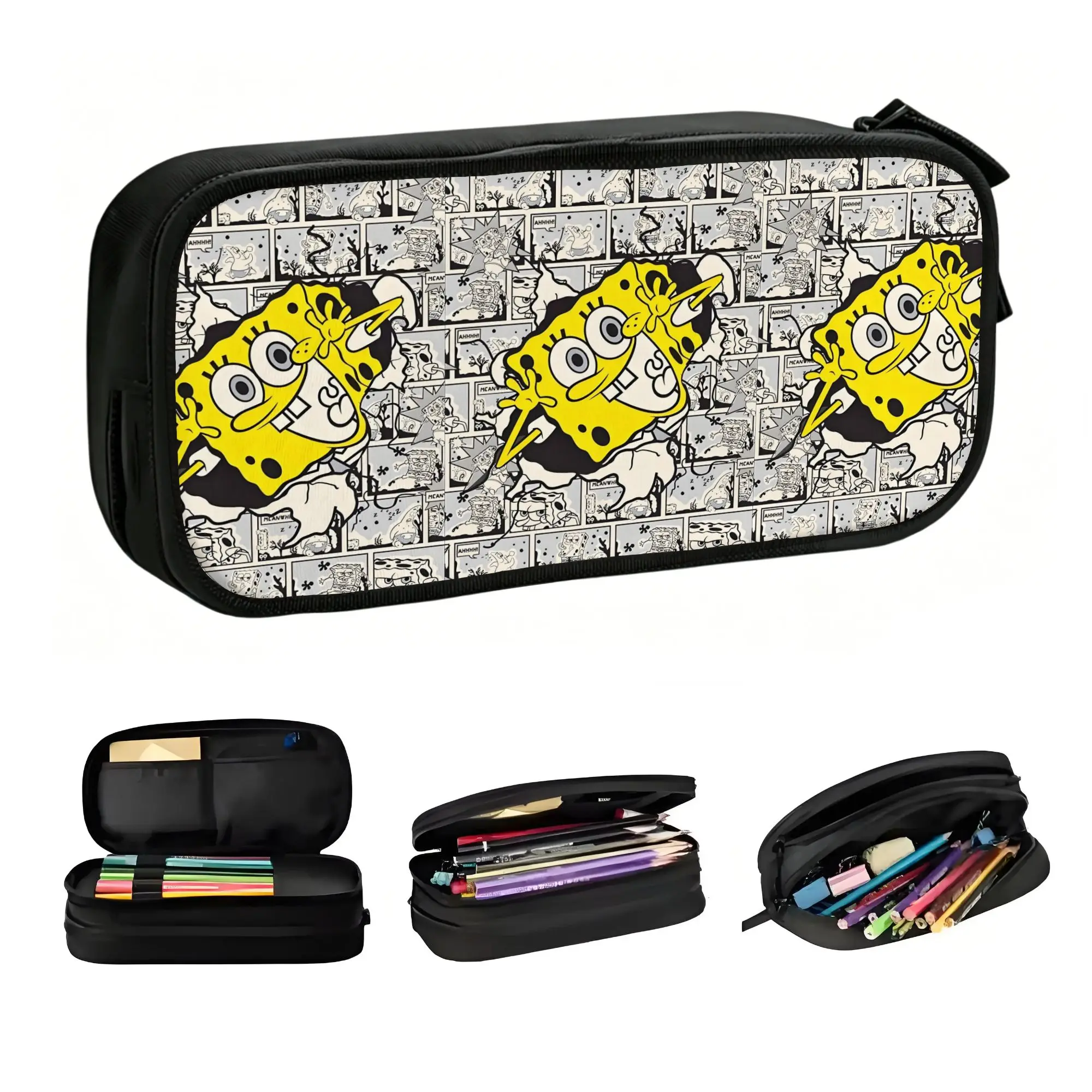 

Customized SpongeBobed Kawaii Pencil Cases Men Women Large Capacity Cute Cartoon Pencil Box Students Stationery
