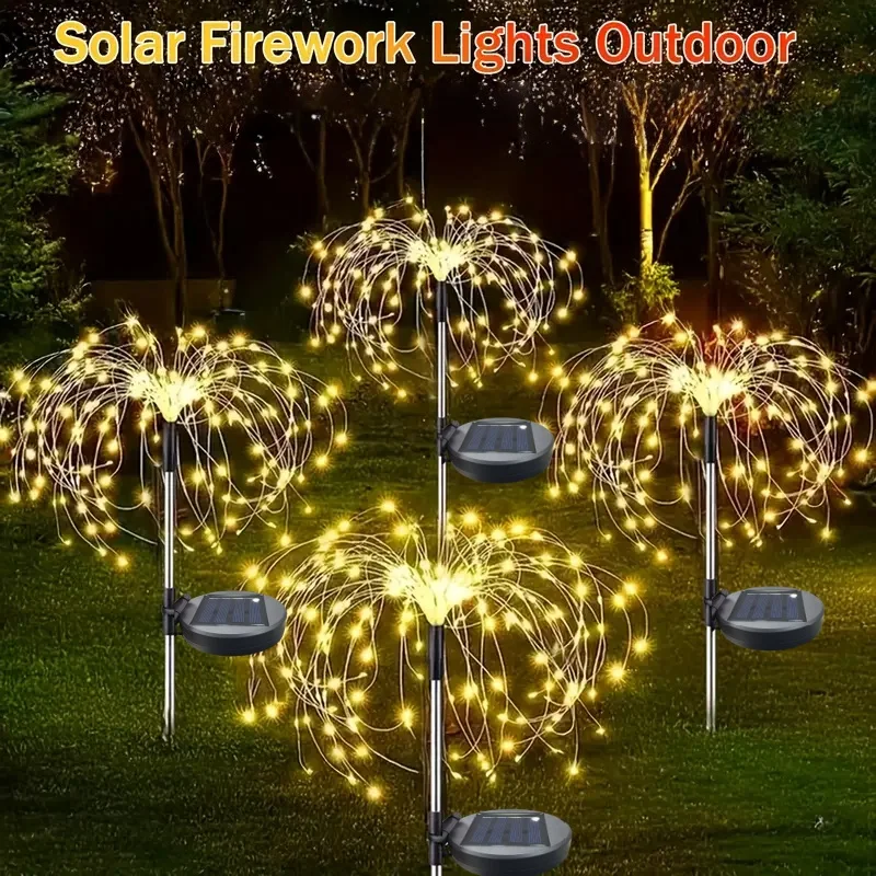 

Solar Garden Fireworks Lights 8 Light Modes Smart Light Sensor Solar Lights Outdoor High Quality for Garden Wedding Decoration