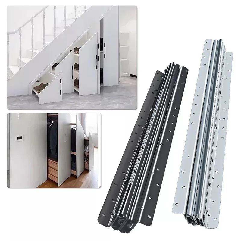 1Pair Bottom Mount Heavy Duty Drawer Slides 260 LB Load Capacity Full Extension Ball Bearing Cabinet Hidden Stair Rail