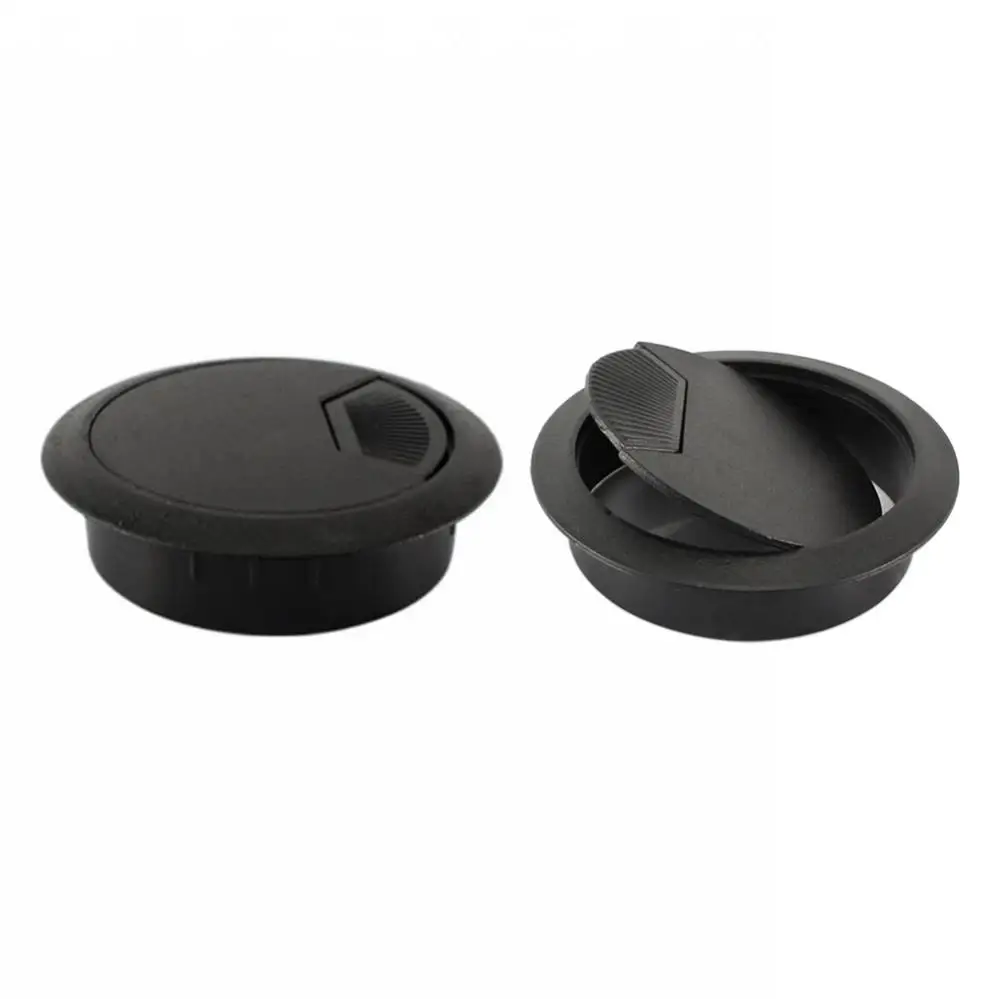 Black Plastic Round Junction Box Universal for Office Home Computer Desks
