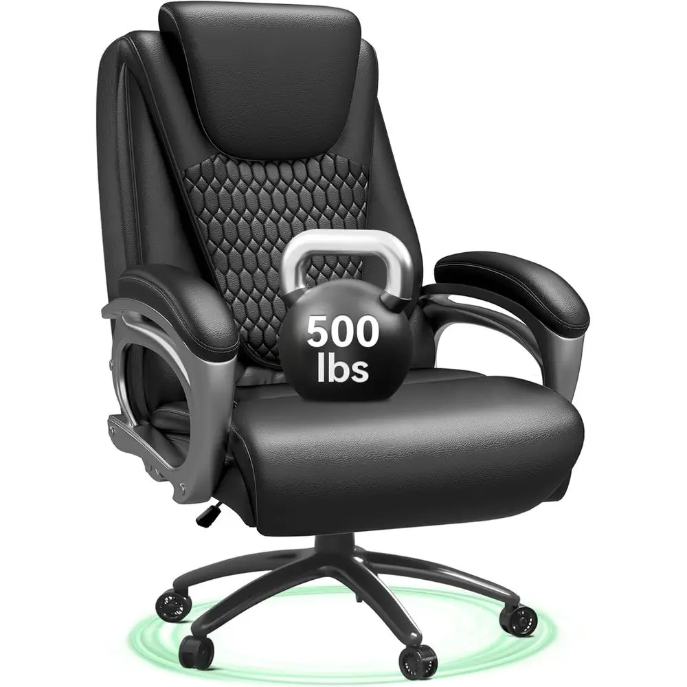 

500lbs Capacity Heavy Duty High Back PU Leather Office Chair with Adjustable Height and Rolling Wheels